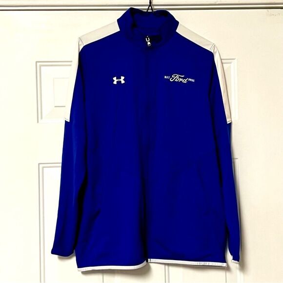 Under Armour Ford Motor Co Blue White Auto Embroidered Full Zip Loose Jacket M - Picture 1 of 13